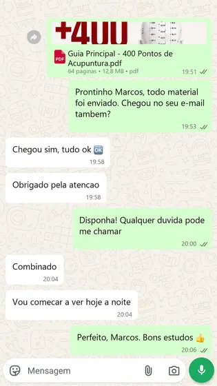 Depoimento de terapeuta — acupuntura